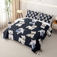 thumbnail image 3 of Homewish Cute Dog Twin Quilt Set,Navy Black Leopard Print Twin Coverlet Set,2pcs, 3 of 7