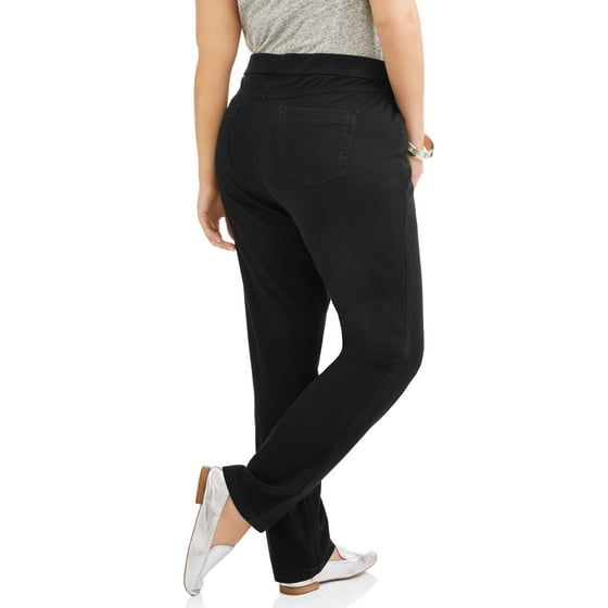 Erika - Women's Plus Knit Denim Pull-On Pants - Walmart.com