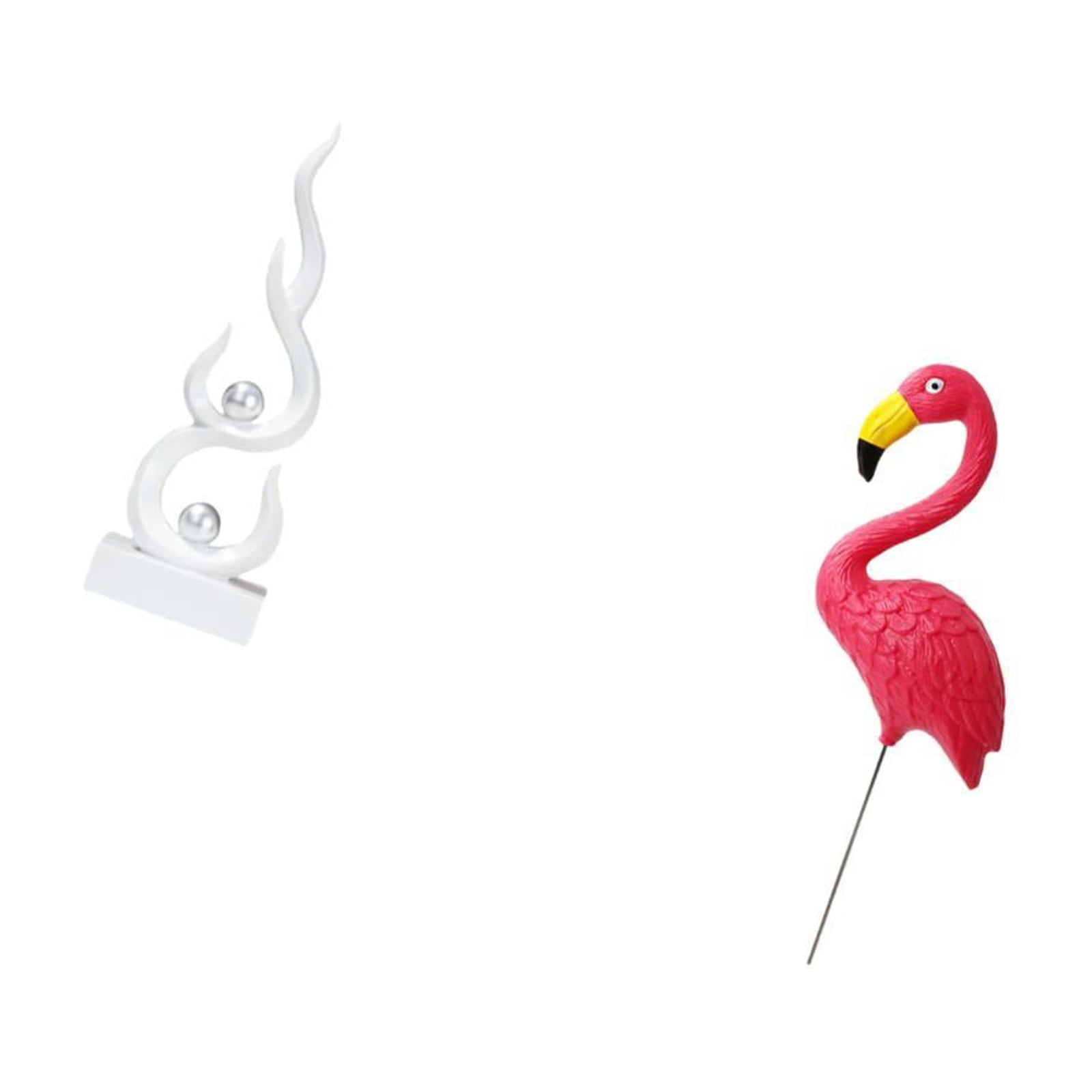 Dualoai Abstract Fire Bird Resin Flame Figurine Modern Sculpture Ornament for Patio Office Bookshelf Yard Art Fairy Garden Flamingo Stake Holiday Spring Gift