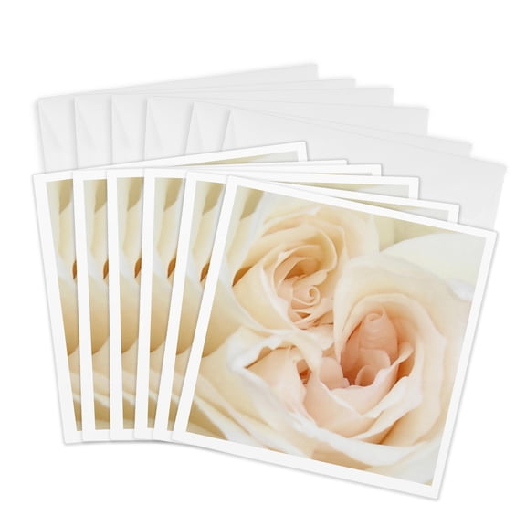 3drose, White Rose - Marriage, Wedding, Wedding Day, Save the Date, Engagement, Bridal Shower, Rose, 6 Greeting Cards with Envelopes