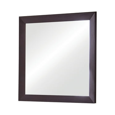 Mirror with Wooden Frame and Mounting Hardware, Espresso Brown