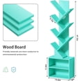 thumbnail image 2 of LELELINKY Tree Bookshelf, 7-Tier Zigzag Bookcase with 2 Shelves, Vertical Storage Shelf for Books & Décor, Space-Saving Design, Teal, 2 of 8