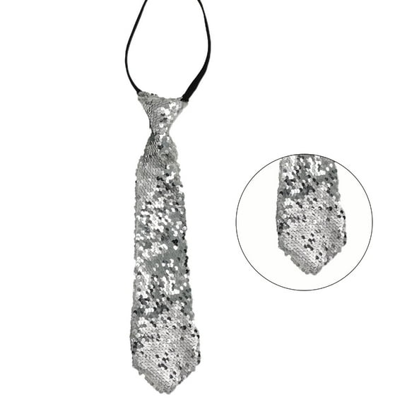 Sparkly Reversible Sequins Tie Zippered Festivals Pre-Tied Necktie