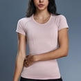 thumbnail image 5 of Womens Tops Short Sleeved Round Neck Sports T-shirt Running Fitness Yoga Top Pink L, 5 of 9