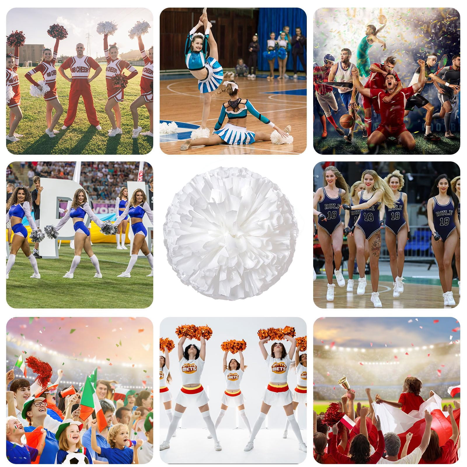 26 Pcs Cheerleading poms,pom poms Cheerleading with Handle Style Cheer Pom Pomsfor Dance, Matches, Team Spirit Sports