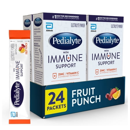 Pedialyte with Immune Support Electrolyte Powder Fruit Punch Powder 0.49 oz  24 Count