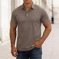 thumbnail image 2 of BVnarty Men's Solid Color Short Sleeve Camp Collar Shirt Breathable Casual Summer Daily Wear Business Casual Outing Top Coffee L, 2 of 8