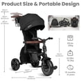 thumbnail image 5 of QPlay Baby Tricycle, 8-in-1 Foldable Toddler Tricycle Stroller for Baby 10 Months to 6 Years Old, Kids Trike for 2-5 Boys & Girls with Adjustable Handle, Triple Footrest, Canopy & Storage Bag, 5 of 9
