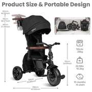 QPlay Tricycle Stroller Comfo Max 8-in-1 Foldable Toddler with Adjustable Handle for 10 Months to 6 Years Old