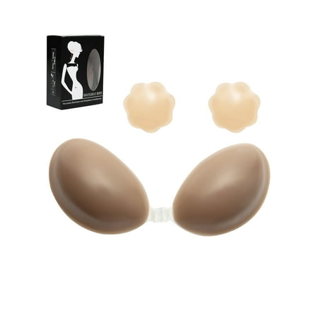 

YouLoveIt Silicone Invisible Bra Reusable Self Adhesive Breast Lift Push Up Bras Backless Sticky Silicone Bra Women s Push Up Strapless Backless Bra with Nipple Cover