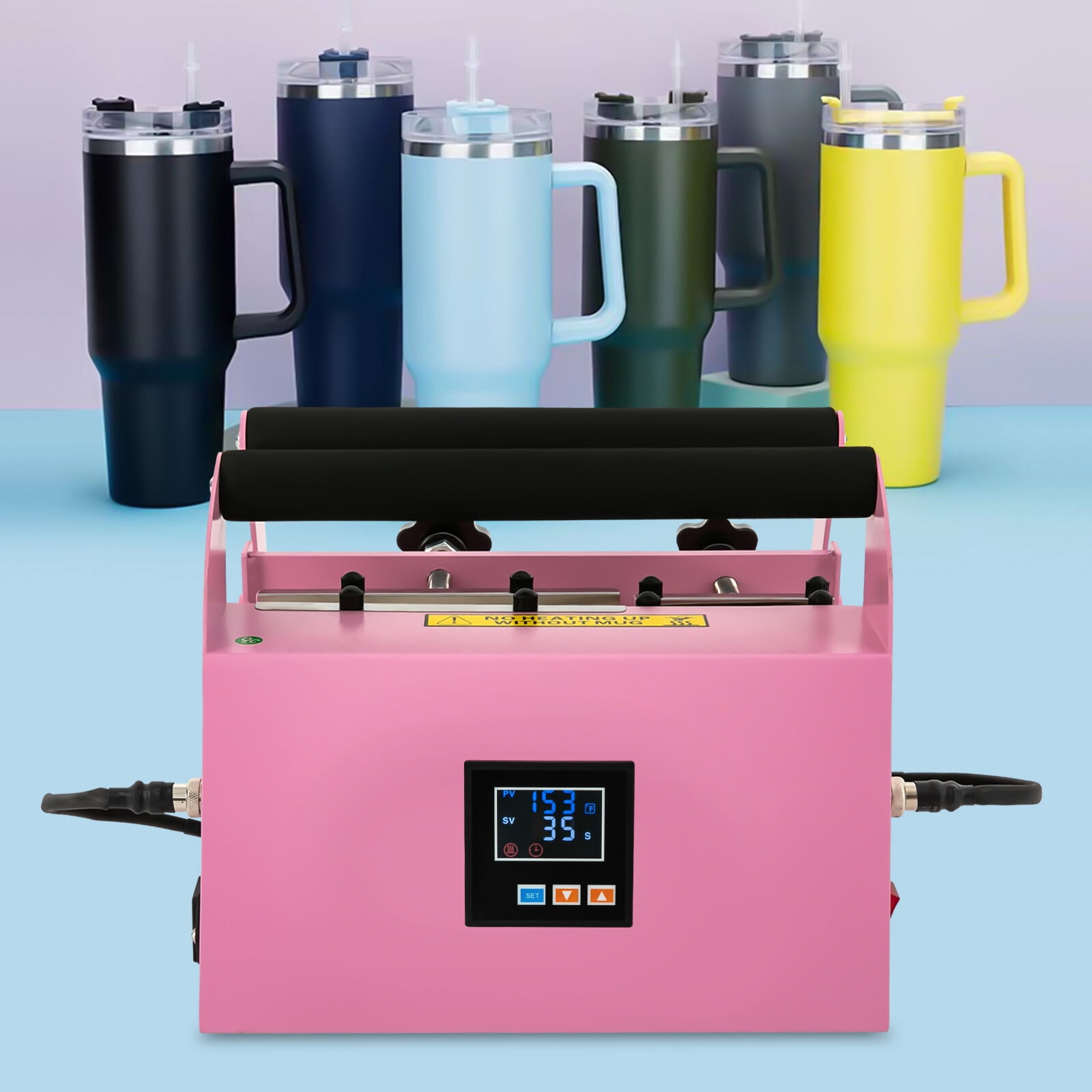 500W 110V Freestanding Car Cup Mug Press Heat Machine Tumbler Heat Press Machine Pink for 40oz Car Cups