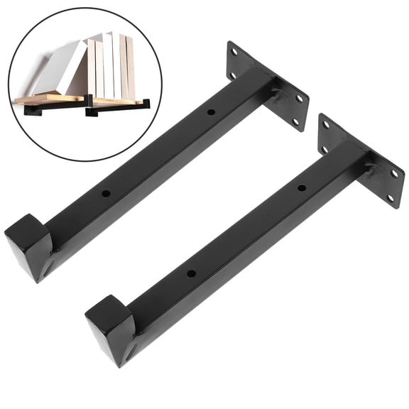 HEMOTON 2-Pack Black Wall Brackets for Floating Shelves, Heavy Duty Room Shelf Support Hardware