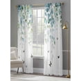 thumbnail image 4 of Blue Green Eucalyptus Sheer Curtains for Living Room Bedroom Sage Gradient Leaves Butterfly Sheer Curtains 84 Inch Long 2 Panels Set Light Filtering Curtain Window Treatments Drapes for Dining Room, 4 of 6