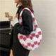 thumbnail image 3 of Bolsa De Tela Esponjosa Bolso de mano de felpa esponjoso moderno en forma de corazón lindo con patrón de corazón (rosa), 3 of 8