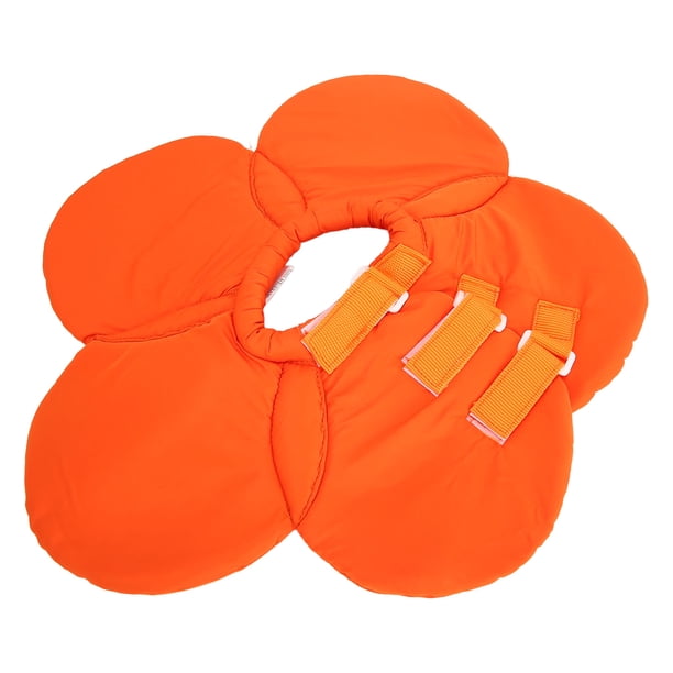 Pet Elizabeth Collar Flores de Vaca Ajustable Transpirable Plegable Impermeable Gato Cono Collar para Perros y Gatos Flor Naranja M