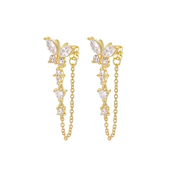 ARVALILS 925 Sterling Silver Butterfly Tassel Dangle Earrings with CZ, Birthday Gift for Women