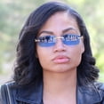 thumbnail image 4 of GFDYREE Flawless Slim Dean Rimless Sunglasses Rectangular Metal & Wood Art Glasses, 4 of 7