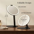 thumbnail image 2 of Fancii Abigail Rechargeable Travel Makeup Mirror with LED Light, 8" Foldable Stand, 3 Color Temperature, Dimmable & Lightweight Portable Vanity Mirror (Black), 2 of 6