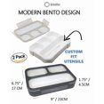 thumbnail image 3 of Bento Boxes for Adults | Bento-Box Lunch Set Containers for Meal Prep School or Work for Big Kids, Teens, Women, Men, 3 Compartments Japanese Style | Grey Black Large 2 Pack, 3 of 8