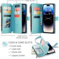 thumbnail image 3 of for iPhone 14 Pro Max Wallet Case, Phone Case for iPhone 14 Pro Max Case with Card Holder for Women Men, Durable Case for iPhone 14 Pro Max with Kickstand Strap Zipper, Blue, 3 of 13