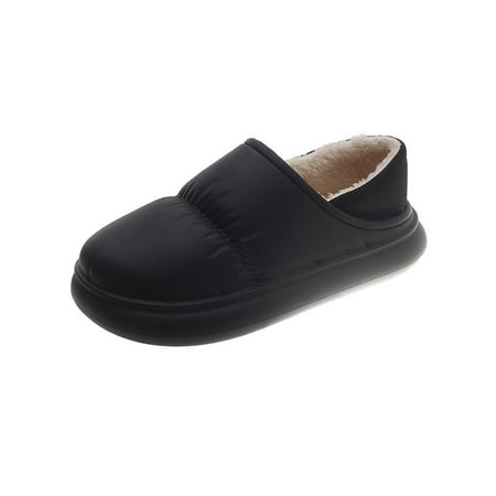 

GENILU Women Anti-Slip Waterproof Fuzzy Slippers Plush Lining House Shoes Bedroom Cozy Home Shoe Black 38-39