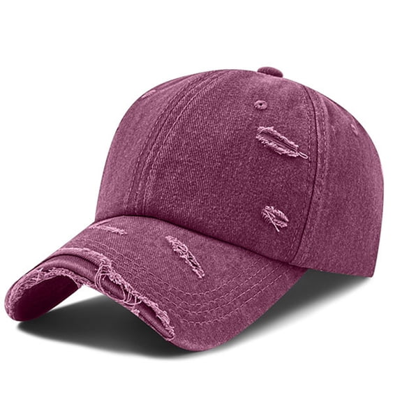 Classic Vintage Distressed Baseball Cap, Washed Cotton, Adjustable Fit (Wine)