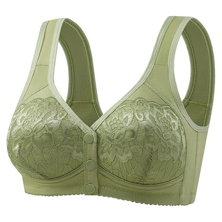 BangWanChi Wireless Bras for Women Cotton Womens Solid Lace Lingerie Bras Plus Size Underwear Bralette Bras Comfortable Bra Green 44