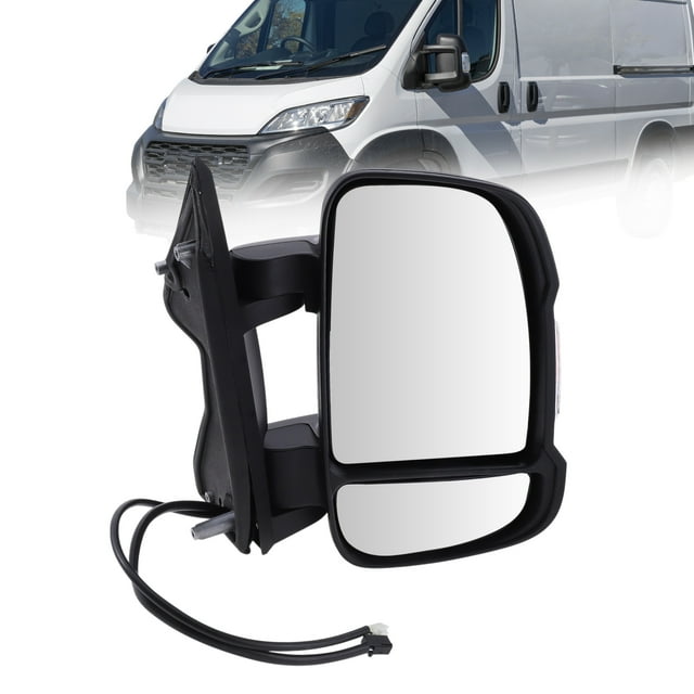 Espejo lateral eléctrico de brazo corto del lado derecho de Unique Bargains para Ram Promaster 1500/2500/3500 Cargo No.CH1320376 Cristal eléctrico negro 8 Pin