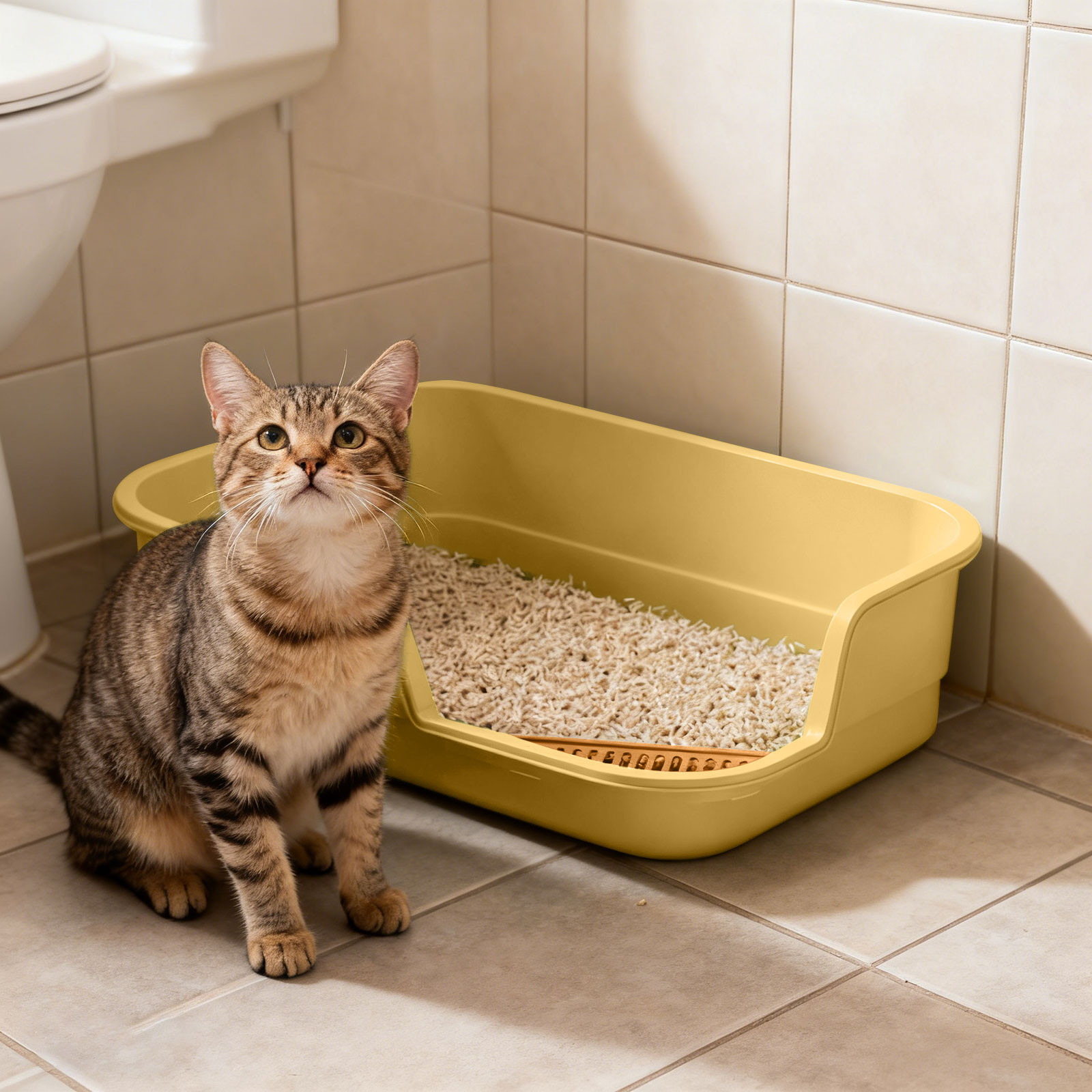 Extra Large Cat Litter Box Semi Enclosed High Edge Anti Scatter Durable Easy Clean Indoor Cats Multi Pet Households Tray
