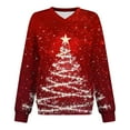 thumbnail image 6 of asdoklhq Christmas Cozy Sweaters for Women Fashion Printed T-shirt Long Sleeves Blouse V-Neck Casual Sweatshirt Top Red 2X, 6 of 6