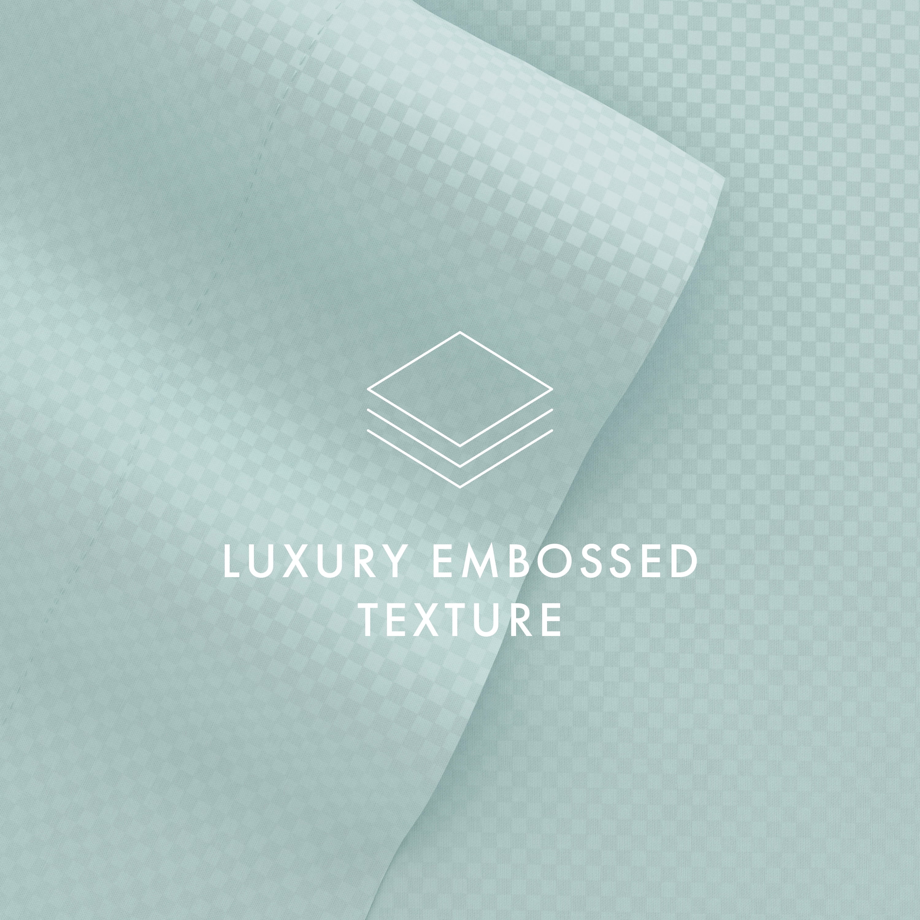 Noble Linens 4 Piece Aqua Checkered Embossed Bed Sheet Set, Full