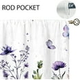 thumbnail image 3 of Purple Floral Lavender Flower Kitchen Curtain 27.5W X 39L Inch 2 Panel Spring Small Short Cafe Tier Window Treatment Drapes Farmhouse Country Wood Vintage Rustic Wildflower Bathroom Home Decor, 3 of 6