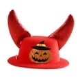 thumbnail image 2 of Gorro con cuernos para mascota de Halloween para perro y gato, decoración cómoda para fiestas, disfraz de Halloween para mascotas, fiestas temáticas Calabaza bruja roja, 2 of 8