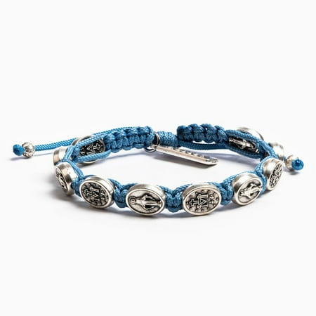 My Saint Hero Miraculous Mary Blessing My Saint Hero Miraculous Mary Blessing Bracelet Silver Medals Lt Blue