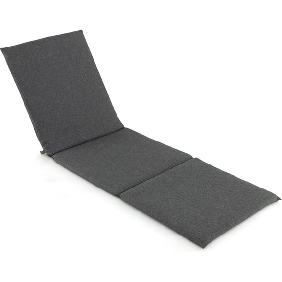 SSyao Outdoor Chaise Lounge Cushion, Patio Furniture Pad with Hook & Loop Fastener Fixing Straps, Folding Cushion for Reclining Lounger for Outside, 72 x 23 Inches, Dark Gray