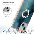 thumbnail image 4 of SaniMore for iPhone 13 Case, Marble Pattern 3 in 1 Heavy Duty Shockproof Full Body Hard PC+IMD Bumper Drop Protective Women Girls Cover Rotating Ring Bracket Stand for iPhone 13, Green, 4 of 6