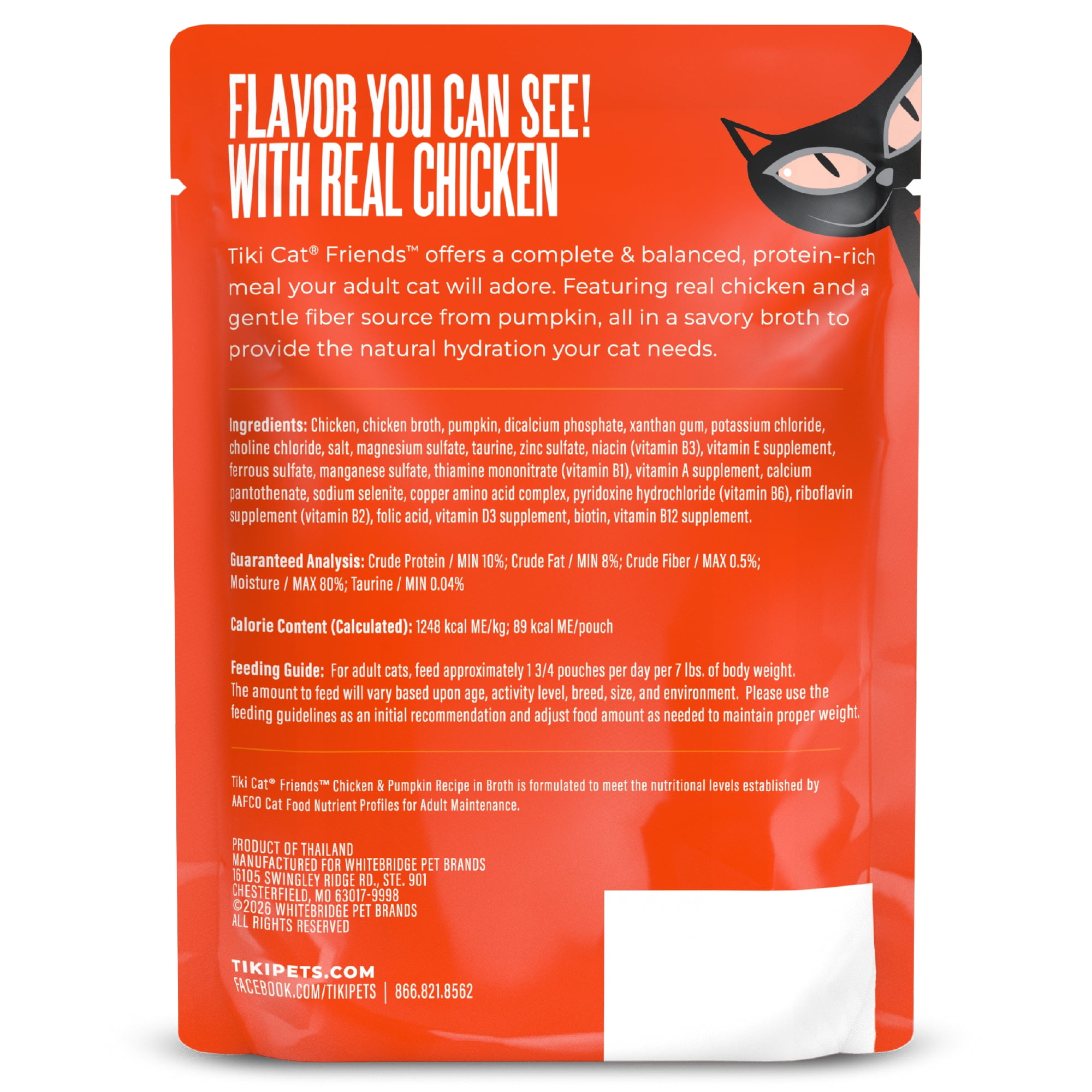 Tiki Cat Friends Wet Cat Food, Chicken & Pumpkin, 2.5 oz. Pouch