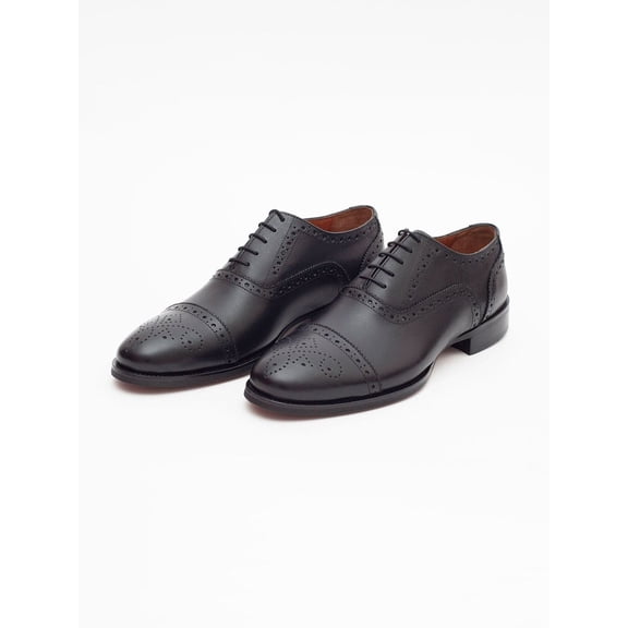 Ariston Mens Black Oxford Lace-up Leather Dress Shoes