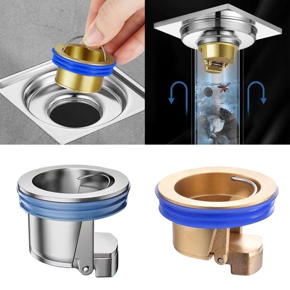 Aodebiao One Way Valve Drop-in Brass Drain Plug, Shower Floor Drain backflow Preventer, Anti-Odor Shower Drain Plug, Shower Stopper for Drain