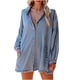 thumbnail image 1 of Vestido camisero vaquero ligero de manga larga con bordes sueltos a la moda de verano para mujer Fridja  yut640, 1 of 5