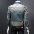 thumbnail image 5 of Chaqueta vaquera para hombre, abrigo vaquero roto de otoño para hombre con agujero, novedad en Joker Y2k, estilo vintage, elástico, informal, de alta calidad, desgastado, 5 of 5