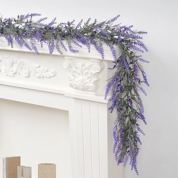 2 Pack of 5.9ft Artificial Lavender Vine Garland (11.8ft Total) - Fake Hanging Garland for Home Wedding Decor