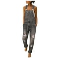 thumbnail image 2 of WQJNWEQ Clearance Women's Washed Bib Jeans Overalls Casual Ripped Jumpsuits Rompers, 2 of 6