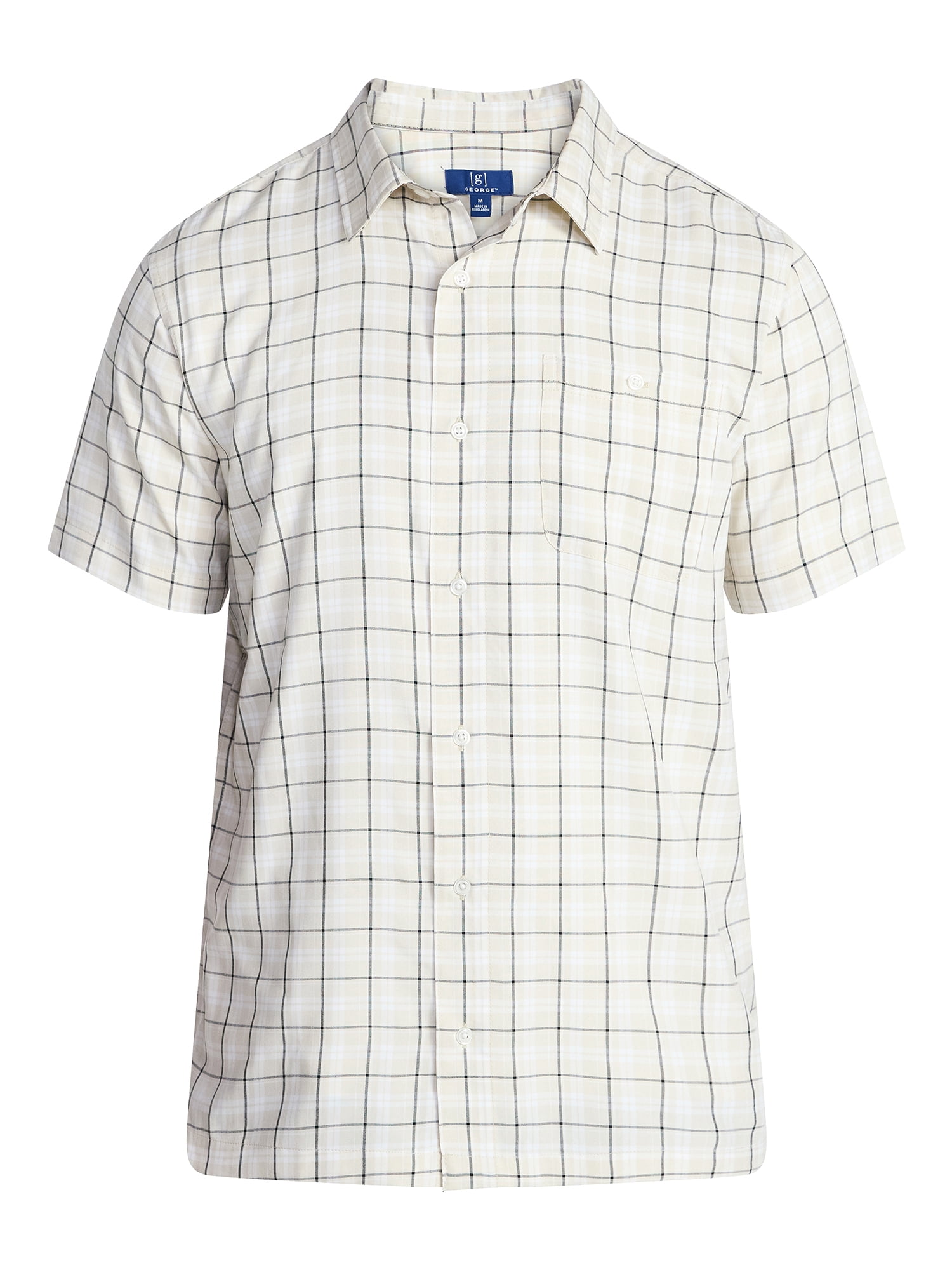 George Men's & Big Men's Regular Fit Microfiber Button-Up Shirt with Short Sleeves, Sizes XS-5XL