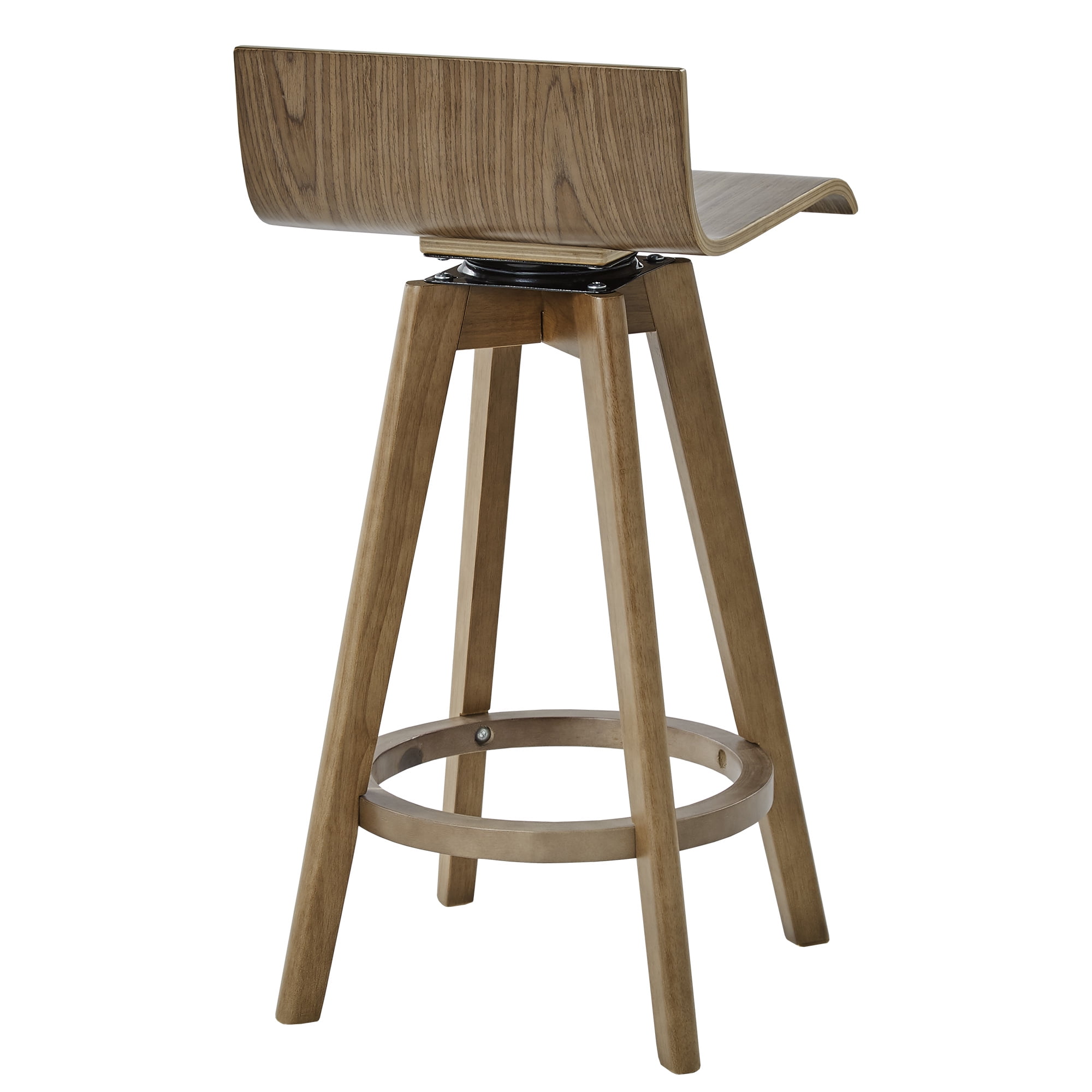 Weston Home Aleksi Modern Wood 24-inch Swivel Counter Stool, Set of 2, Walnut
