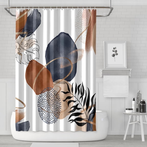 Boho Floral Shower Curtain 72x72 Inches - Tropical Leaves, Vintage Botanical Print, Waterproof Fabric for Chic Bathroom Decor, Modern Farmhouse & Bohemian Style