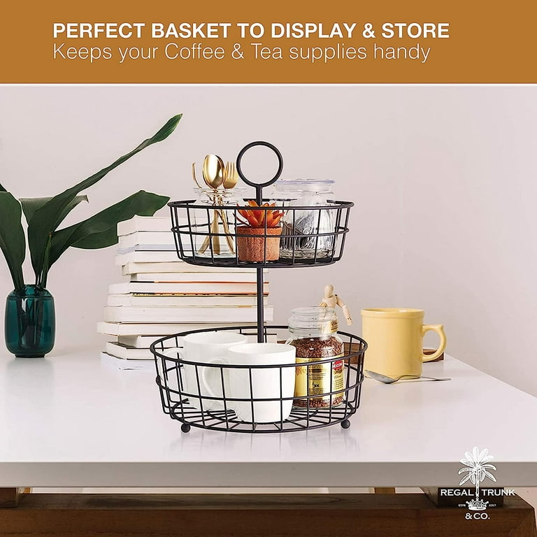Regal Trunk & Co 2 Tier Fruit Basket For Kitchen, Wire Fruit Organizer Bowl  For Kitchen : Target