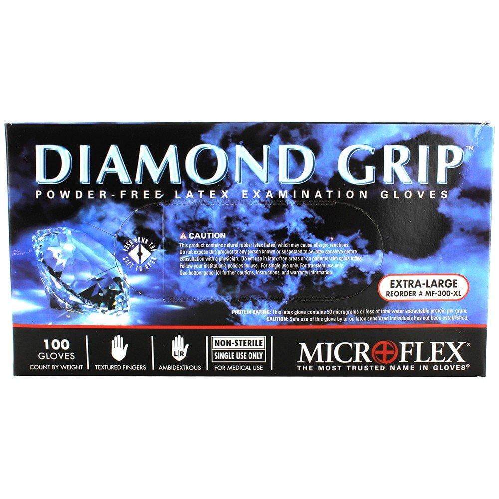 MicroFlex MF300-L Large Diamond Grip Gloves 1 CASE 10pk PF Latex 100ct Box 