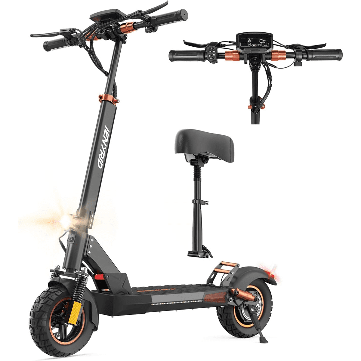 iENYRID M4 Adult Off Road Electric Scooter, 600W Motor Foldable Electric Scooter with Seat Commuter E Scooter