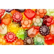 Albanese World's Best Gummi Awesome Blossoms Flower Candy Pastel Colors Cherry, Blue Raspberry, Strawberry, Grape, Orange, and Mango. 1 Pound Bag